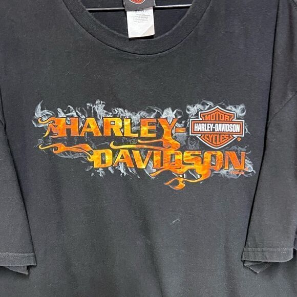Vintage 2000 Harley Davidson Flaming Orlando Florida Black Tee Shirt Mens 2X - Picture 3 of 6